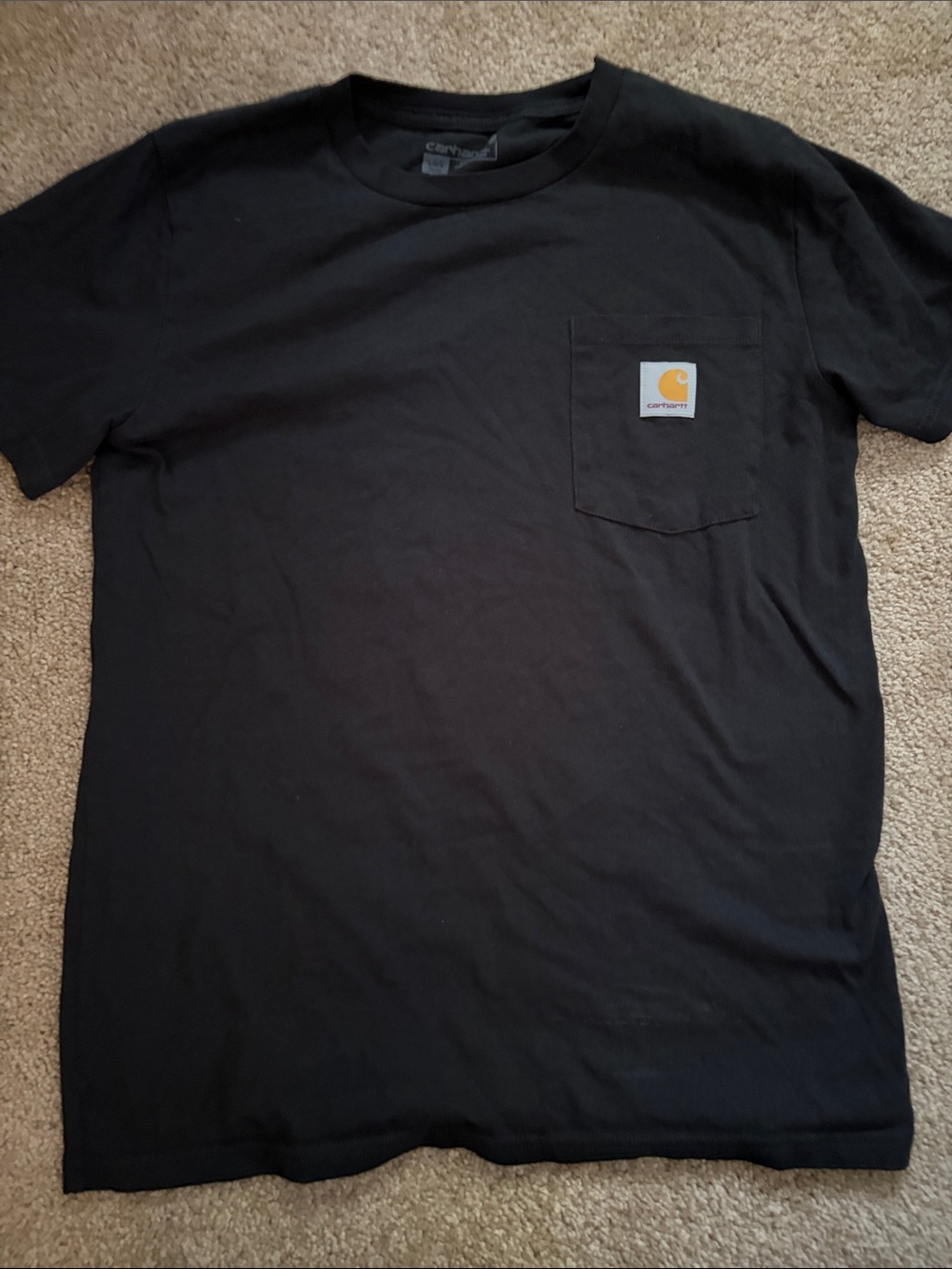 Carhartt Black Short-Sleeve Pocket Tee with Yellow Logo